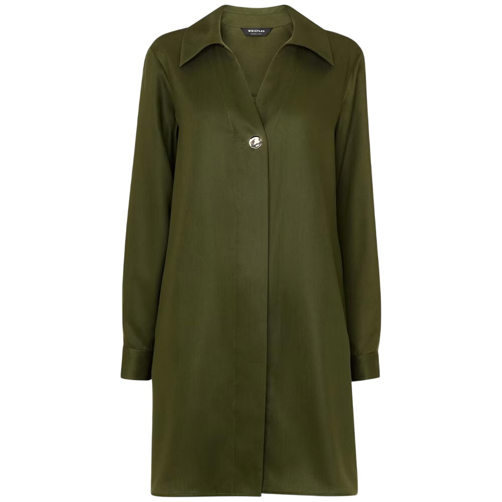 Whistles Khaki Collared Button Short Dress